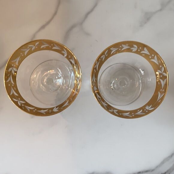 Vintage Gold Rimmed Cocktail Glasses Set of 2 - Picture 3 of 4
